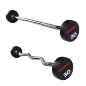 Fixed Rubber Barbell (Straight + Curl) 200 KG Set